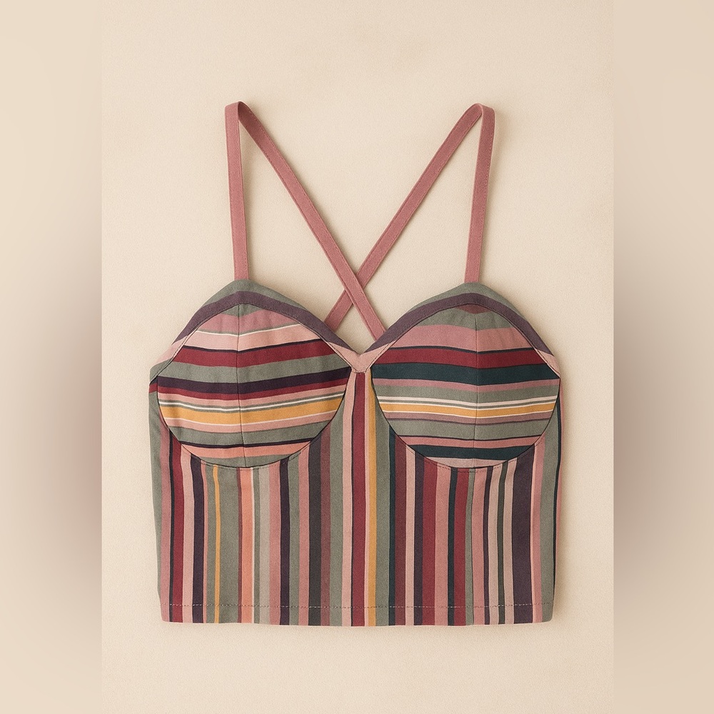 SHEIN Plum Top with Lime‎ Stitching Crop Top Women’s Small Retro Y2K Festival